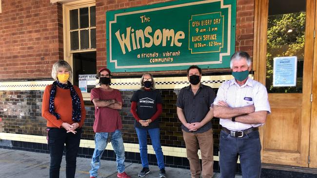 The Winsome Soup Kitchen manager Mieke Bell (far left) with Robert Cameron, Margot McKeon, Steve Smith and Mick Melino. Photo: Alison Paterson