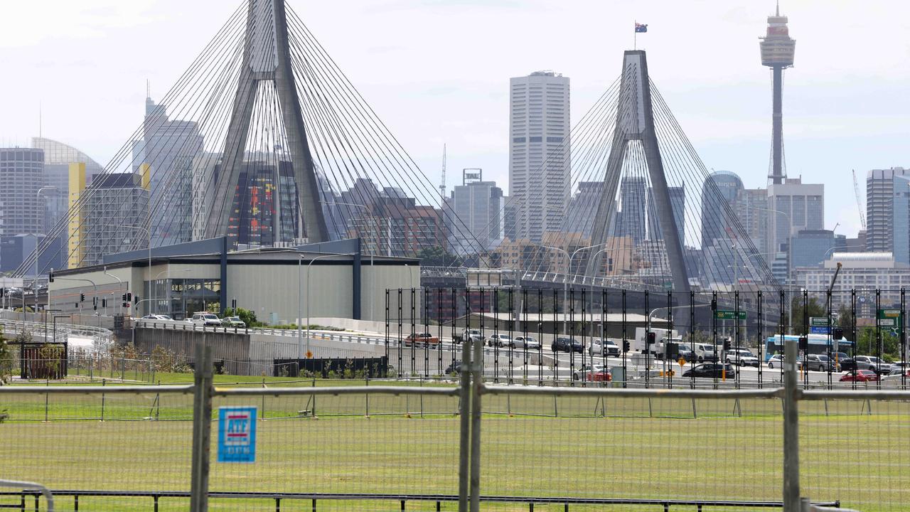 Fences close off Sydney's Rozelle Parklands. Picture: NCA NewsWire / Damian Shaw