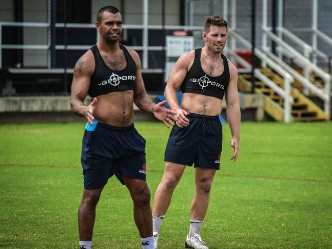 Kurtley Beale and Bernard Foley at the new NSW Rugby headquarters. Credit: Jamie Conroy/NSW Rugby
