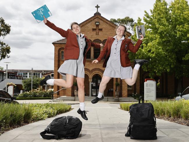 Year 11 students Macey and Ashling at Siena College in Camberwell, which is on the list of top schools for the area. Picture: Alex Coppel