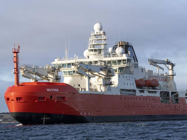 The RSV Nuyina is testing its scientific systems this winter in the River Derwent and in waters around Tasmania. Picture: Chris Kidd