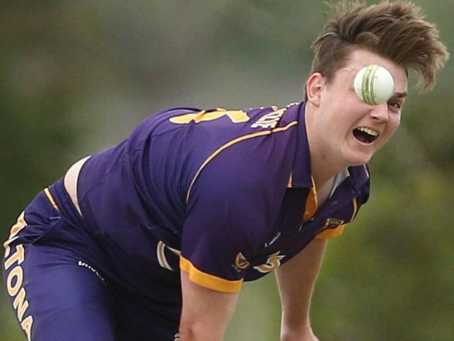 VSDCA cricket: Altona v Werribee, Daniel Mackenzie of Altona bowlingSaturday, December 5, 2020, in Altona, Victoria, Australia. Picture: Hamish Blair