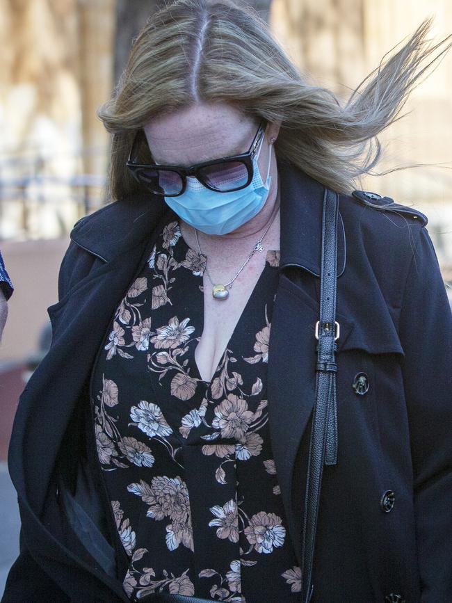 Rebecca Denton, who is guilty of the criminal neglect of her newborn son, outside court after an earlier hearing. Picture: NCA NewsWire/Emma Brasier