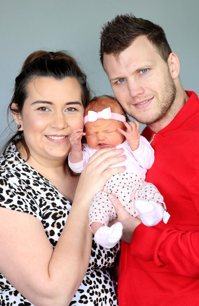 Jeff &amp; Jo Horn with their new arrival Charlotte Lucie Horn, 7 days old. Picture: Annette Dew