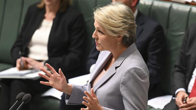 Minister for the Environment and Water Tanya Plibersek, speaking during Question Time at Parliament House in Canberra, says Labor is transforming Australia into a renewable energy superpower. Picture: Martin Ollman