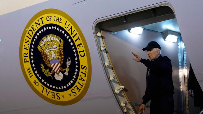 Joe Biden steps off of Air Force One on arrival at Dover Air Force Base in Delaware this week. Picture: Kent Nishimura / AFP