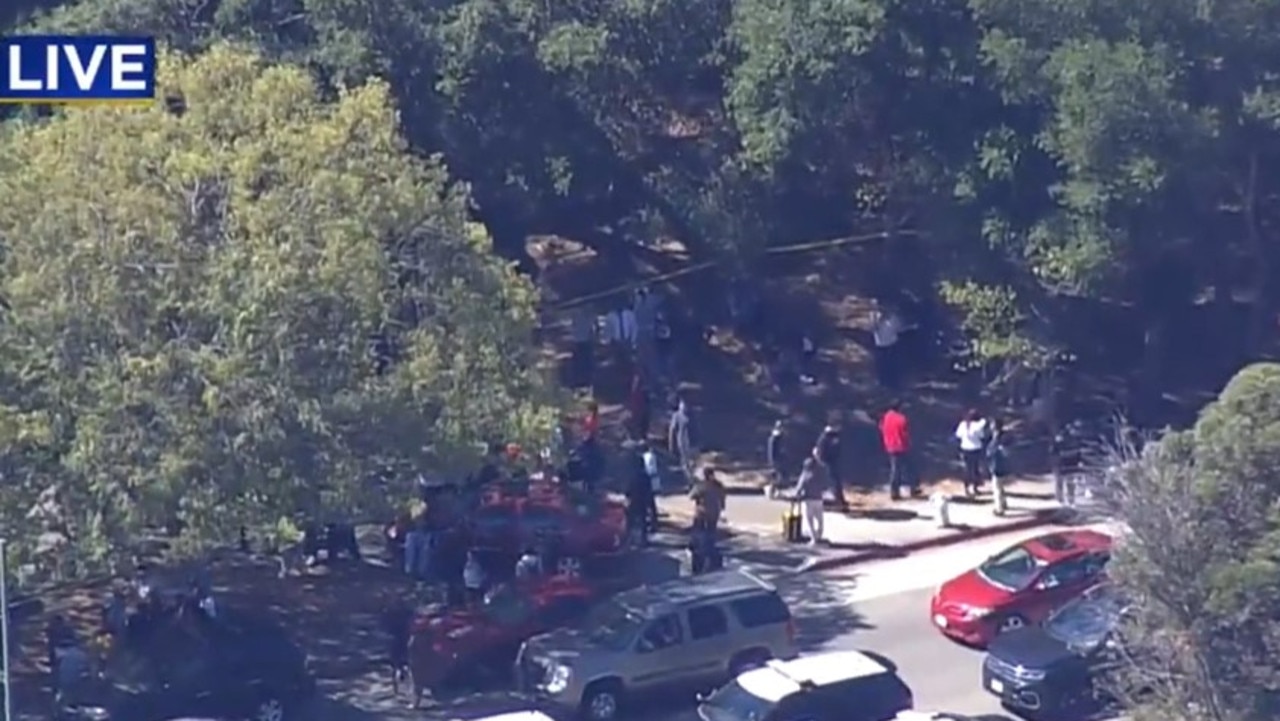 At least six people have been injured in a school shooting in Oakland. Picture: CBS News Bay Area