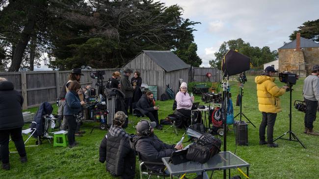 Bay of Fires crew working on location. Picture: Brook Rushton