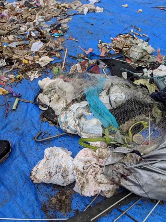 Large piles of rubbish at Brighton Le Sands Beach. Picture: Sarah-Jo Lobwein