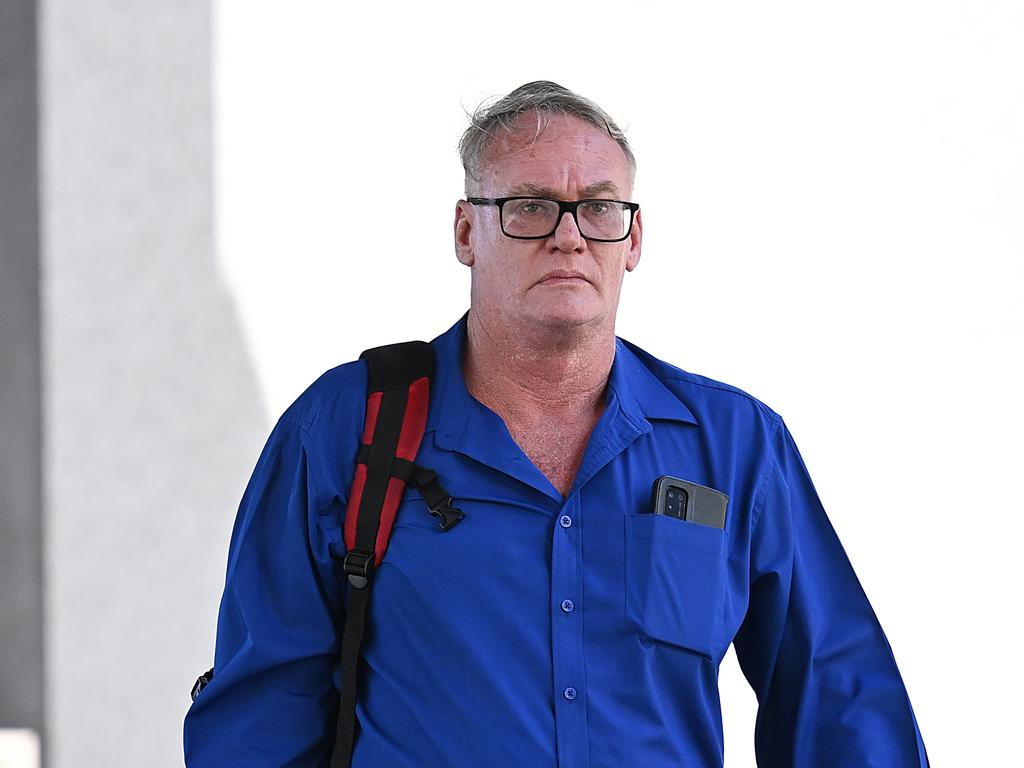 Truck driver Ben Geoffrey Murdoch, 49, leaves Brisbane Magistrates Court after pleading not guilty to failing to remain at the scene and show proper respect to the deceased, and failing to exhibit respect to the deceased while showing callous disregard. Picture: Lyndon Mechielsen/Courier Mail