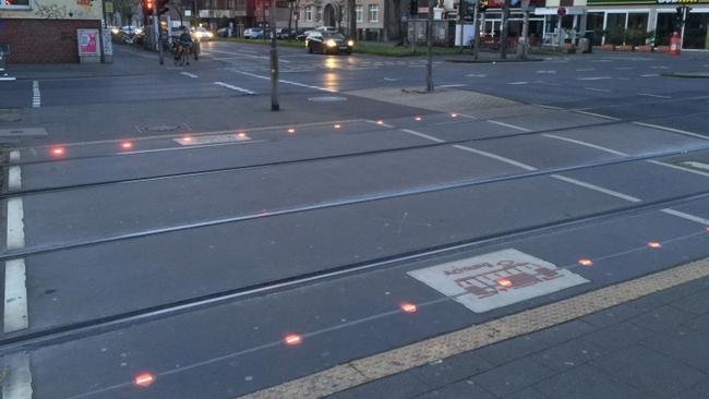 The Gold Coast City Council is considering putting LED lights into the ground at busy pedestrian locations like the German city of Ausburg (Pictured).