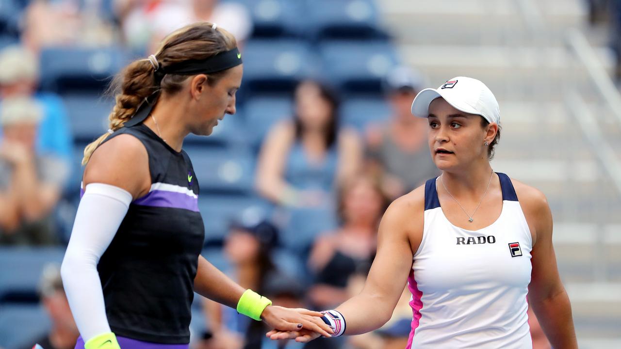 Ashleigh Barty and Victoria Azarenka progress at the US Open.