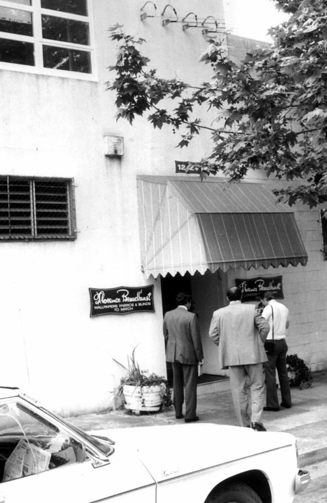 The factory where the body of Florence Broadhurst was found battered to death in Paddington, Sydney, 1977.