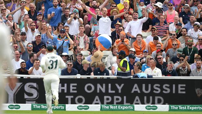 David Warner runs to the Hollies Stand at Edgbaston. Picture: Gareth Copley/Getty Images