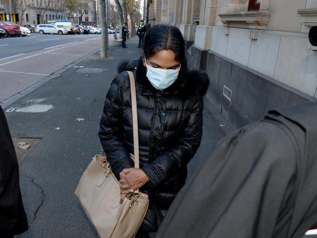 MELBOURNE, AUSTRALIA - NewsWire Photos JUNE 29, 2021: Kumuthini Kannan arrives at the Melbourne Supreme Court after being found guilty of keeping a woman as a slave. Picture: NCA NewsWire / Andrew Henshaw