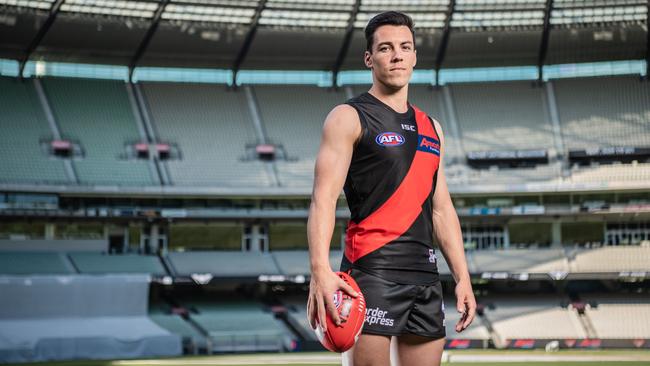 Essendon recruit Dylan Shiel in his new colours. Picture: Jason Edwards