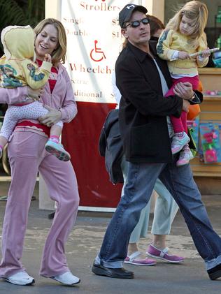 Charlie Sheen, Brooke Mueller and his two kids Sam and Lola in 2008.