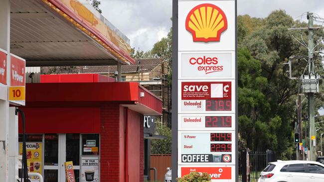 Petrol prices across Sydney are up over 2 dollars a litre, increasing already exorbitant cost of living pressures. Picture: David Swift