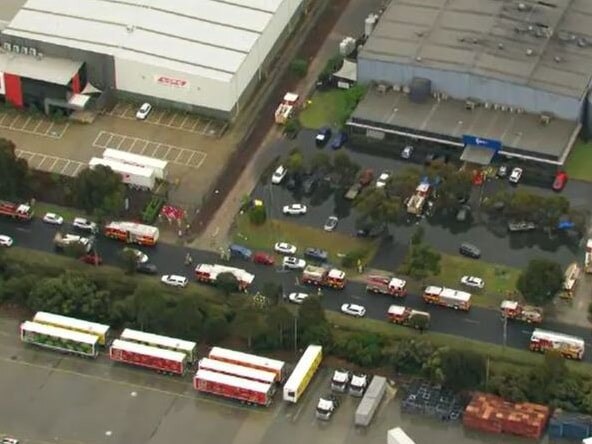 One person is feared to have died and another injured following a chemical explosion at a factory in Melbourne's western suburbs. Picture: Nine