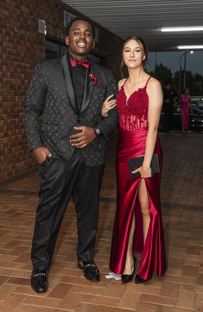 Maka Chadyiwa and partner Keyarna Williams at Toowoomba Grammar School formal at Rumours International, Wednesday, November 13, 2024. Picture: Kevin Farmer