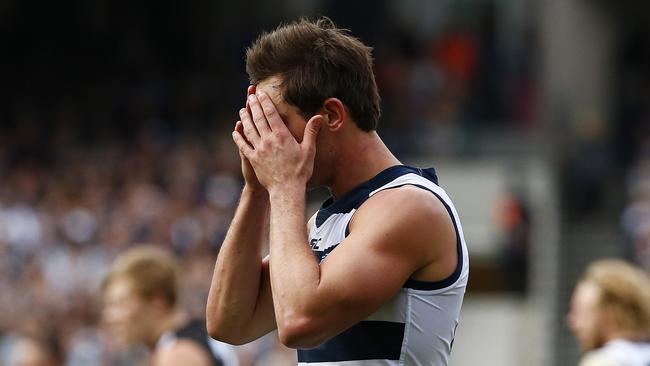 Daniel Menzel has a shot hit the post. Picture: Colleen Petch