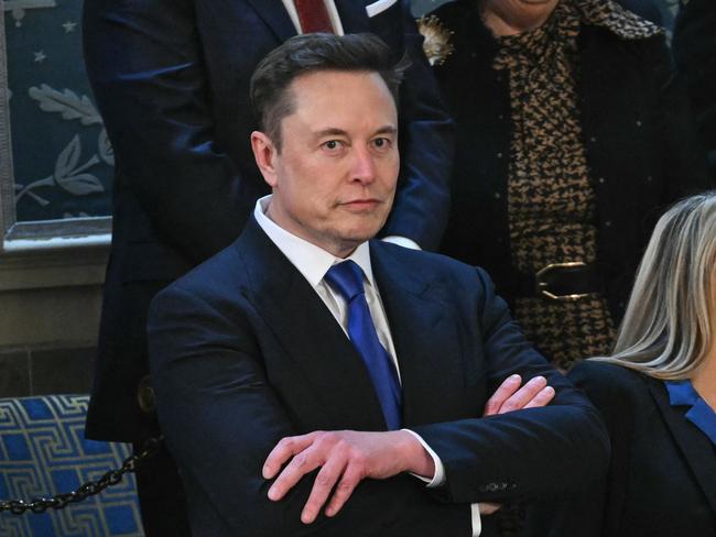 Elon Musk arrives for US President Donald Trump's address to a joint session of Congress in the House Chamber of the US Capitol in Washington, DC, on March 4, 2025. (Photo by SAUL LOEB / AFP)