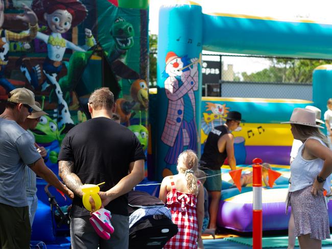 The jumping castle proved a popular attraction at the Torquay Markets.