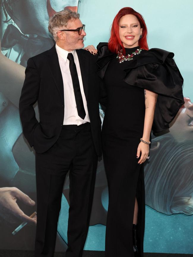 The actor with his Joker: Folie a Deux co-star Lady Gaga at the LA premiere. Picture: Monica Schipper/Getty Images/AFP