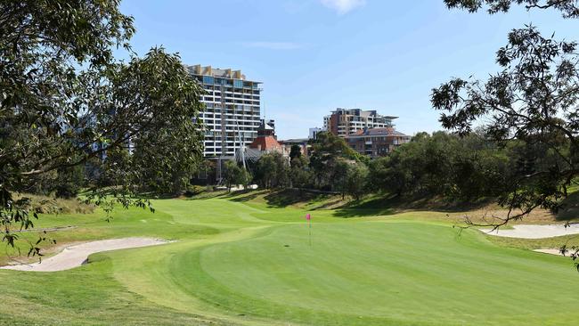 A view of Moore Park Golf Club. NSW Premier Chris Minns will announce the seizure of half of the club’s golf course, to be turned into a public park as part of plans to create more housing density in the area. Picture: Max Mason-Hubers