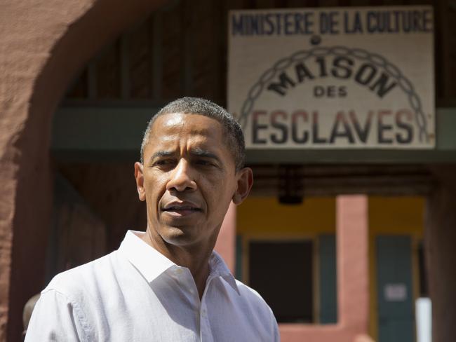 President Barack Obama pauses after a tour of Goree Island, Senegal. Goree Island is the site of the former slave house and embarkation point built by the Dutch in 1776, from which slaves were brought to the Americas. Picture: Evan Vucci