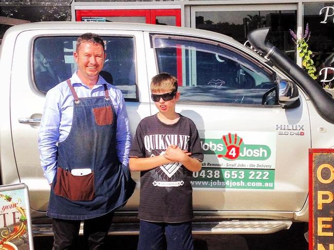 David Caisley and Joshua Gaw first met when Josh and his father Darin offered to collect cardboard and recycling from the cafe Mr Caisley was running.