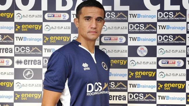 Tim Cahill at his Millwall unveiling