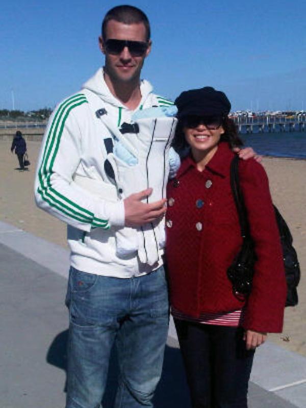 The couple out and about with baby Ethan in St Kilda in 2010. Picture: Twitter