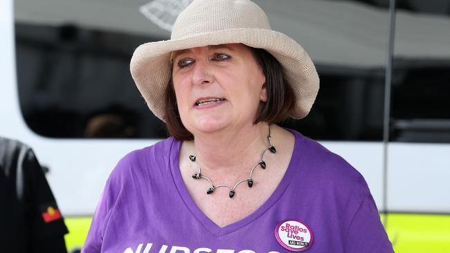 Beth Mohle, QLD Nurses and Midwives' Union, attends the Labour Day March in Brisbane. Photographer: Liam Kidston.