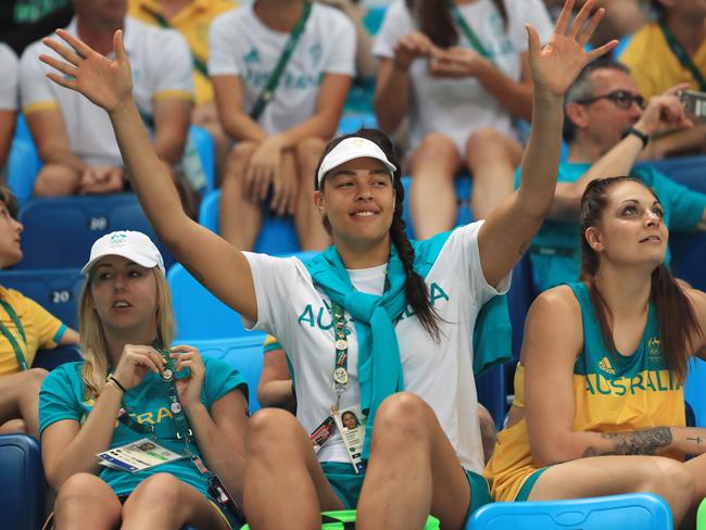 Australia's Liz Cambage in the crowd during the Boomers match. Picture: Alex Coppel