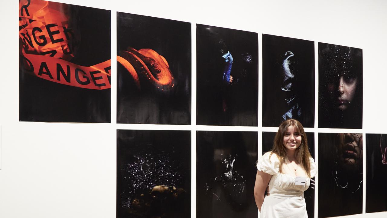 Isabella Warland, Wyndham College, with her work, 'Cerebellum'. Photo: Mim Stirling