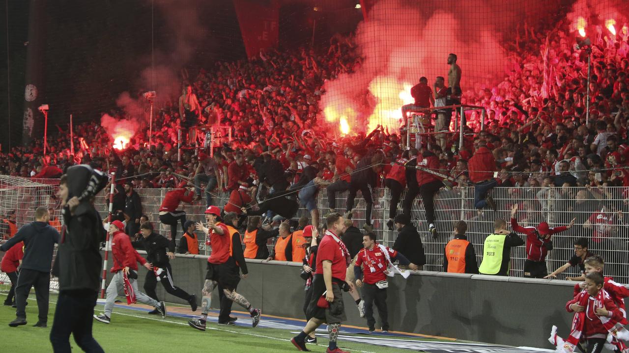 Supporters of FC Union Berlin celebrate