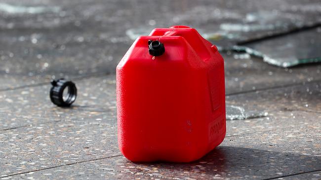 A jerry can outside the Point Cook business. Picture: Ian Currie