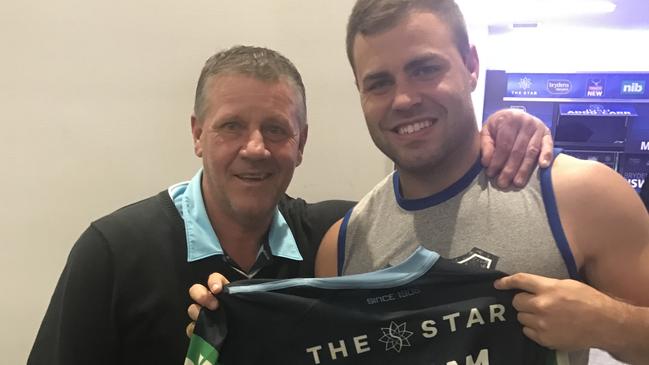 Wade Graham and father Mark after the game two win in Perth. Image: David Riccio