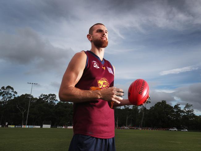 Former Carlton AFL player Liam Jones at training for his new club Palm Beach Currumbin. Picture: Glenn Hampson