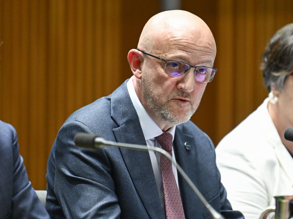 CANBERRA, AUSTRALIA  - NewsWire Photos - February 25 2025: Director-General of Security of Australia, Mike Burgess appears at the Legal and Constitutional Affairs Estimates at Parliament House in Canberra. Picture: NewsWire / Martin Ollman