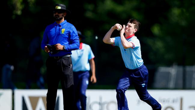 Hayden McCarthy bowling for NSW Metro. (Photo by Dylan Burns Photography)