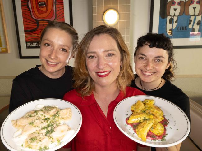 Eat Pierogi, Make Love’s Dominika Sikorska with Ola Gladysz and May-Krason Plarre. Picture: Tony Gough