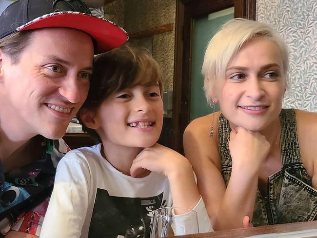 Halyna Hutchins with husband Mike and their son. Picture: Instagram