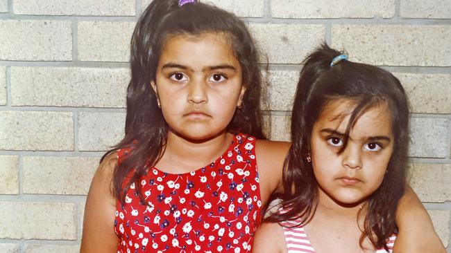 Bianca (left) and Serrah Katz in 1997, the year their mother was murdered. Picture: Sam Ruttyn