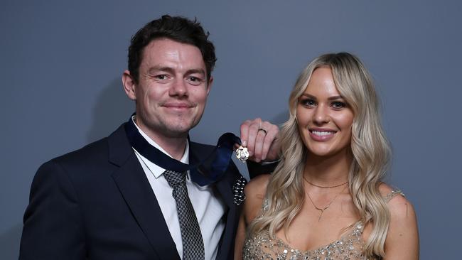 Lachie and Julie’s on Brownlow night 2020. Photo by Quinn Rooney/Getty Images