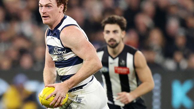 MELBOURNE, JULY 12, 2024: 2024 AFL PREMIERSHIP - Round 18 - Collingwood Magpies v Geelong Cats at the MCG. Geelong Cat Gary Rohan in action. Picture: Mark Stewart