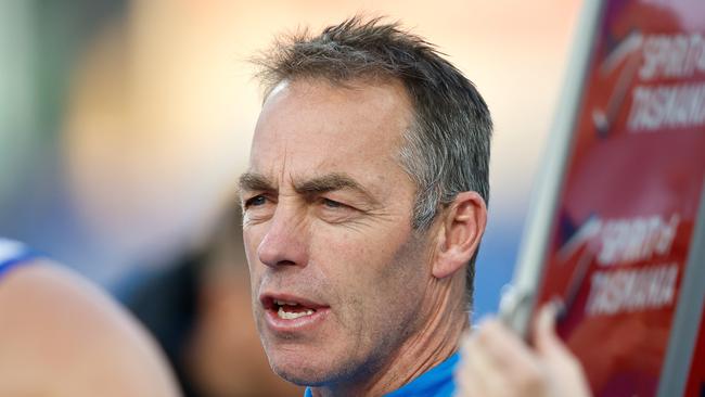 Alastair Clarkson’s war of words with the Hawks has continued. (Photo by Dylan Burns/AFL Photos via Getty Images)