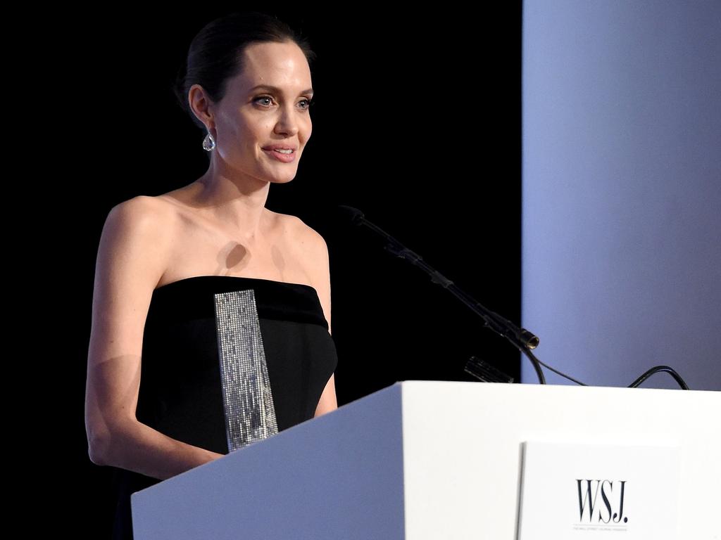 2015 Entertainment Innovator Angelina Jolie Pitt speaks onstage at the WSJ. Magazine 2015 Innovator Awards at the Museum of Modern Art on November 4, 2015 in New York City. Picture: Getty