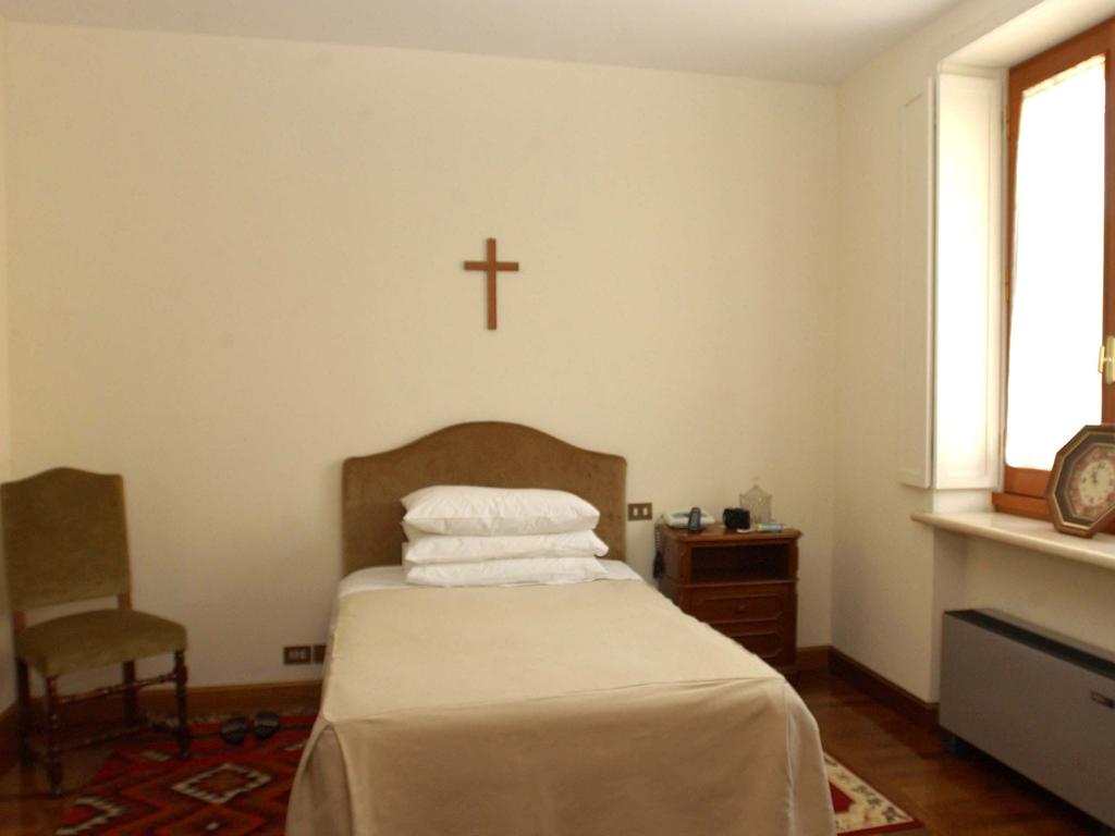 Room inside the Domus Sanctae Marthae residence at the Vatican which Pope John Paul II had built to provide comfort for cardinals in conclave who will be electing the next pope.